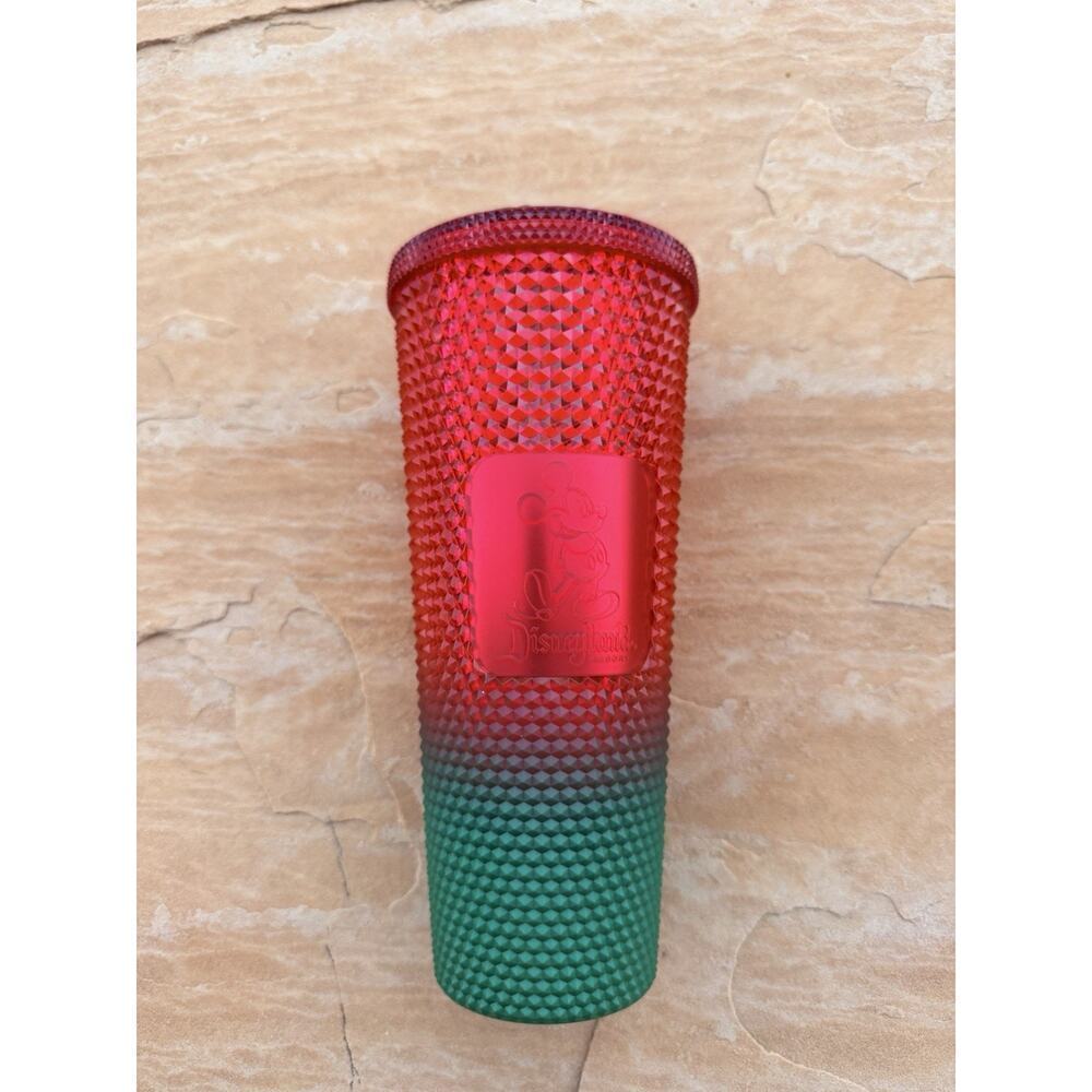 Walt Disney World Starbucks Mickey Mouse Red Green Christmas Holiday Tumbler Cup